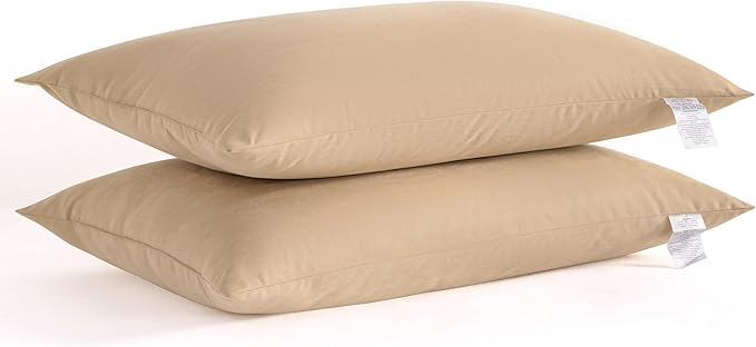 NTBAY Down Alternative Bed Pillows, Standard Size Set of 2, Machine Washable Soft Pillows for Back, Stomach or Side Sleepers, Soft Hotel Collection Pillow for Sleeping, Light Taupe