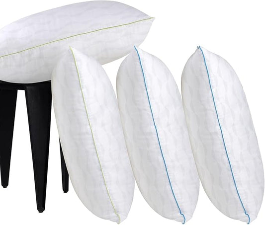 Bed Pillows Standard Size Set of 4,for Sleeping, Adjustable Standard Pillows 4 Pack with Zipper, Cooling Hotel Quality with Premium Soft Down Alternative Fill