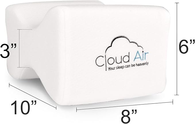 Vaunn Medical Cloud Air Side Sleeper Memory Foam Knee Pillow and Leg Positioner Cushion to Soothe Back, Leg and Hip Discomfort