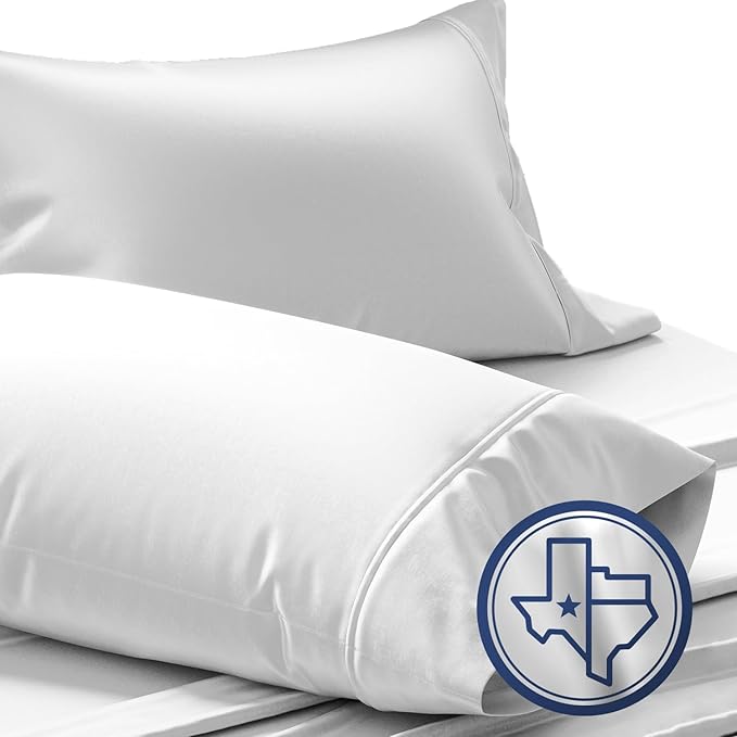 TEXAS LINEN CO. Luxury Egyptian Cotton King Silver Pillow Cases Set of 2-1000 Series Lonestar Lovin' Collection Pillowcases for Sleeping, Cooling Pillow Cover, Extra Long Staple Hotel Pillow Cases