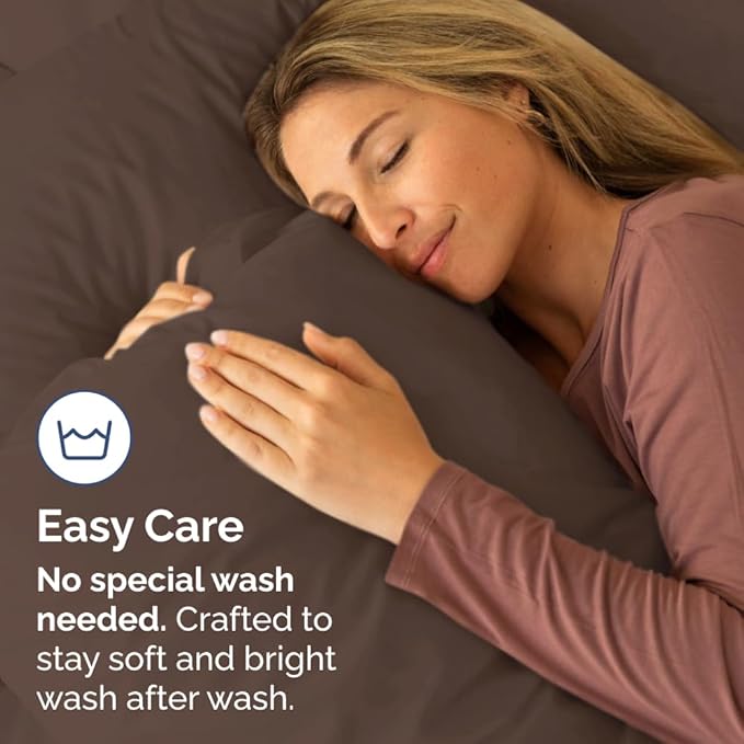 Standard Pillow Cases Set of 4 - Ultra Soft Hotel Quality Pillowcase Covers - Comfy Cozy Bedding for Women, Men, Kids & Teens - Machine Washable Pillow Protectors - 4 Piece Set - Standard Size Brown