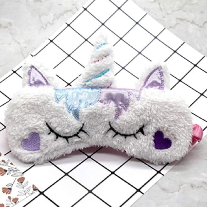 Cute Animal Sleeping Sleep Mask Soft Plush Blindfold Cute Rabbit Panda Koala Eye Cover Eyeshade for Kids Teens Girls Women (Unicorn Love)