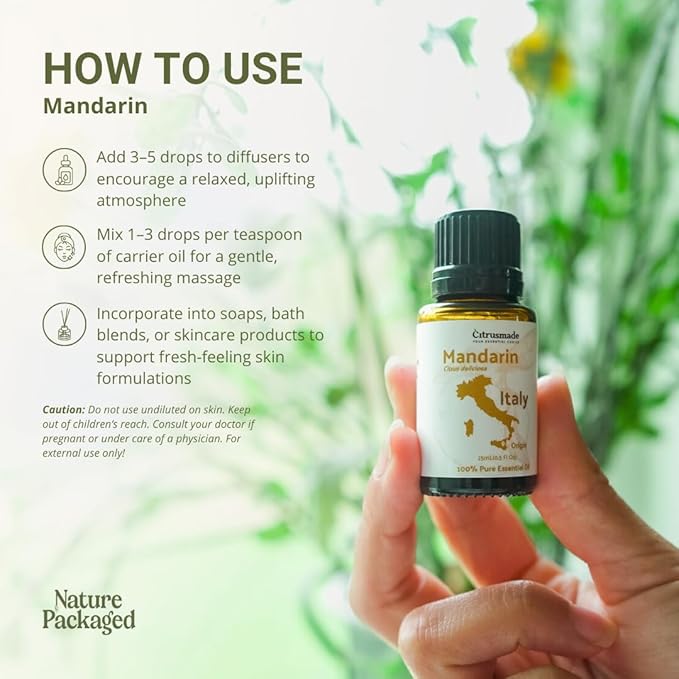 Pure Mandarin Essential Oils - Essential Oils for Diffusers Aromatherapy & Humidifiers (2LB)- Promotes Rest & Wellness | Natural Cold-Pressed