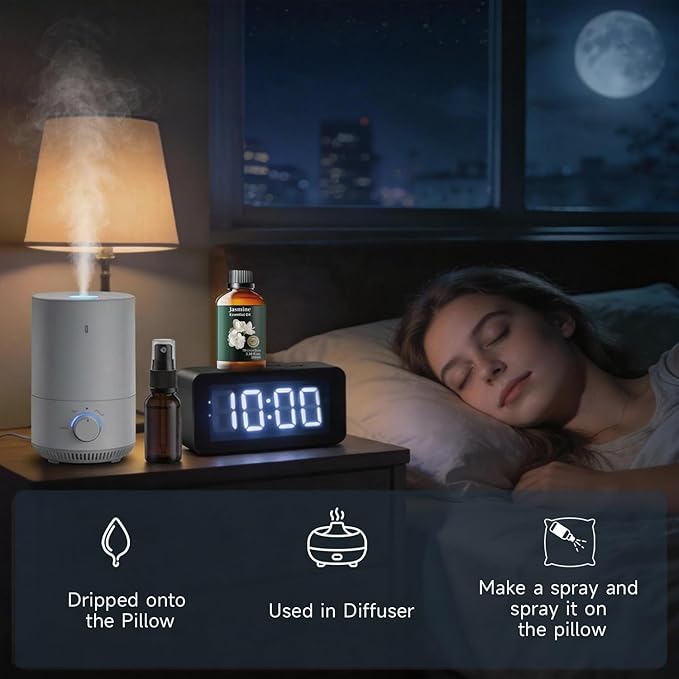 Jasmine Essential Oil, Pure Jasmine Oil Mumianhua Nighttime Floral Bliss for Pillow Mist & Luxurious Perfume, Bedroom Diffuser & Skin Elixir, 3.38 Fl Oz