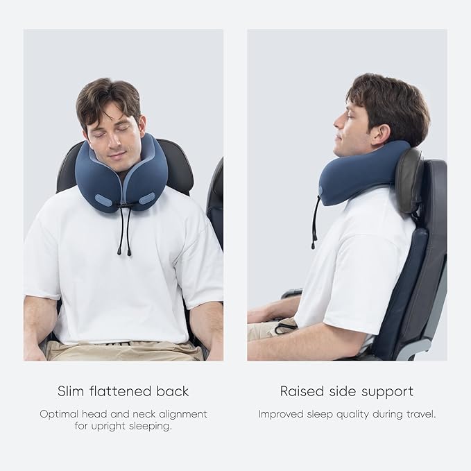 urnexttour Neck Pillow for Travel Memory Foam Design Models Pillows with Zero Eye Pressure 3D Eye Mask and Compact Bag Traveling Essentials Plane Car Flight Rest Sleeping Use Adult, Blue