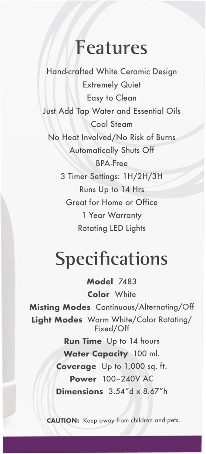NOW Foods Essential Oils, Ultrasonic Ceramic Stone Oil Diffuser, Extremely Quiet, Easy To Clean