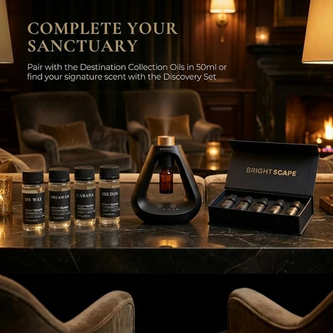 Apex Starter Set — Waterless Aromatherapy Diffuser + 2 Fragrance Oils | Cold Air Nebulizing | Cabana & My Way 0.33 fl oz | No Water No Heat | Matte Black