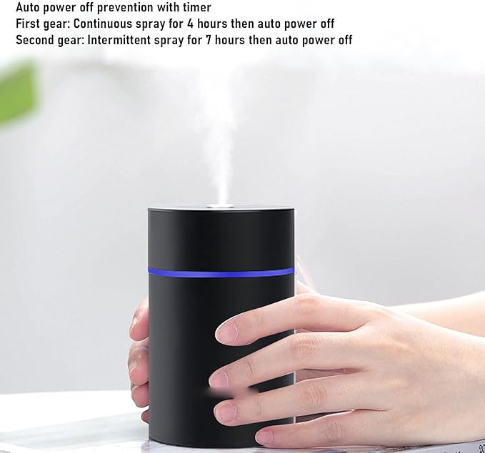 HEEPDD Portable Mini Humidifier, Humidifiers Mist Modes, 300ML USB Powered Diffuser for Bedroom and Office Portable Mini Humidifier, Plastic, Dual Nan Household Appliances (Black)