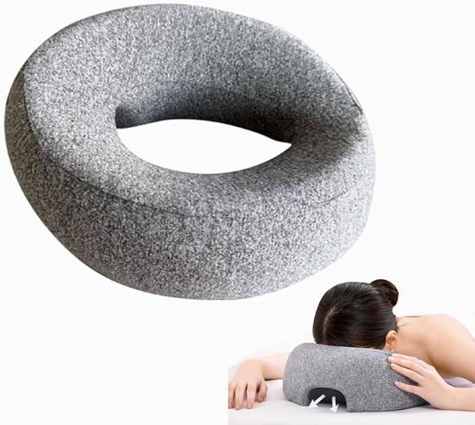 Round Face Down Pillow for Massage, Lash Extensions & Facials – Breathable Prone Support Cushion with Face Hole, Soft Neck & Head Comfort Pillow for Spa, Salon, Tattoo, Stomach Sleeping & Home Use