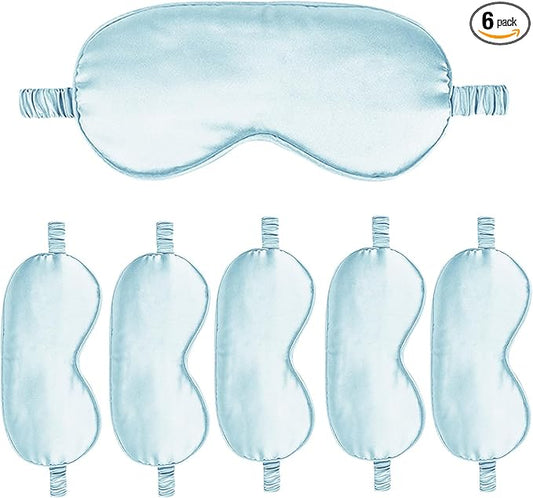 6PACK Silk Sleep Mask Satin Eye Masks Blackout Silky Eyeshade Cover Soft Blindfold Eyeshades for Women Sleeping Travel Gift