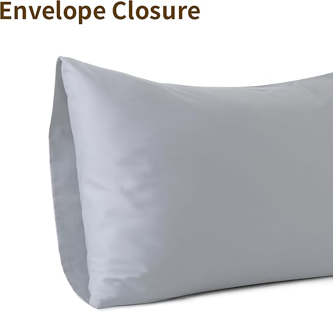 100% Egyptian Cotton Pillow Cases Set of 2,Standard Size 400 Thread Count Cooling Pillowcases,Soft and Breathable Pillow Covers with Envelope Closure,20x26 Inches,Gray
