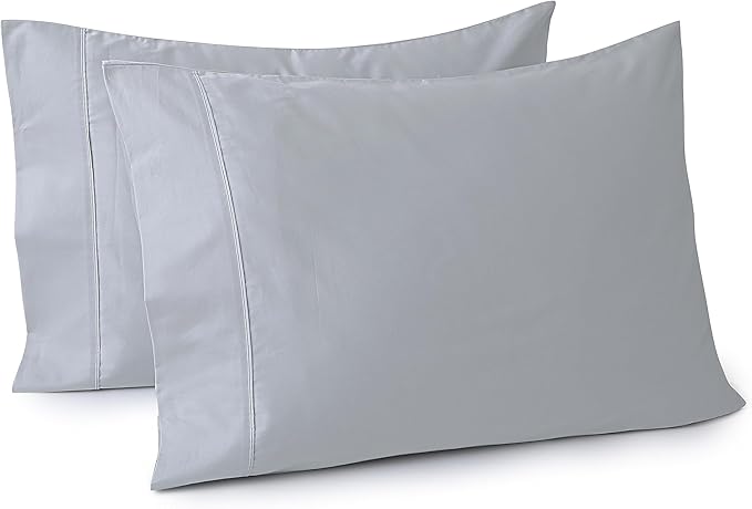 100% Egyptian Cotton Pillow Cases Set of 2,Standard Size 400 Thread Count Cooling Pillowcases,Soft and Breathable Pillow Covers with Envelope Closure,20x26 Inches,Gray