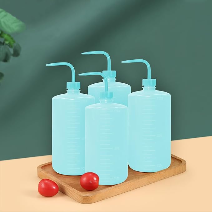 4 Packs Tattoo Wash Bottle Water Squirt Squeeze Diffuser Bottles (Light Blue, 1000ml)
