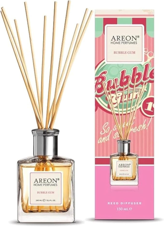 Areon Home Luxury Perfume Reed Diffuser + 10 Rattan Reeds, Bubble Gum 85 ml