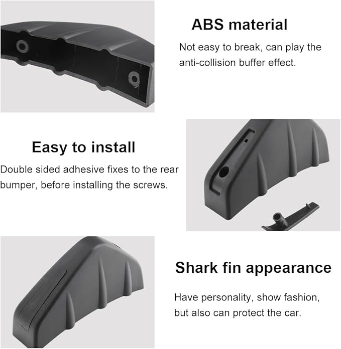 KVAEY 4 PCS Car Rear Lower Bumper Wing Lip Diffuser, Shark Fin Vehicle Spoiler Wing Rear Bumper Decoration, Universal Spoiler Fin Protector with Screw for Cars Trucks SUVs (Black)