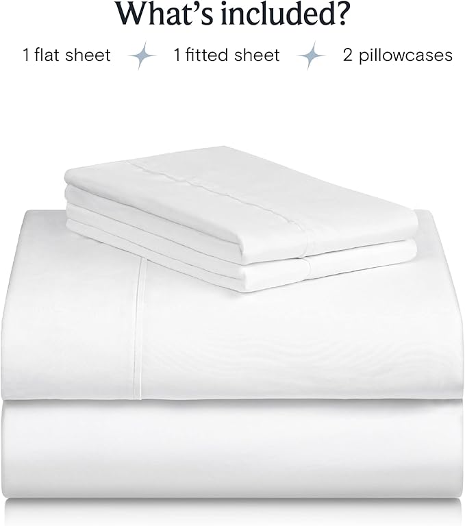 LuxClub 4 PC Queen Sheet Set, Bed Sheets Queen Size, Deep Pockets 18" Wrinkle Free Cooling Bed Sheets Machine Washable Hotel Bedding Silky Soft - White Queen