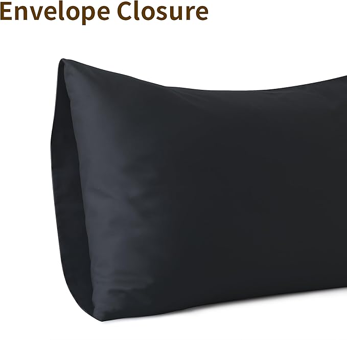 100% Egyptian Cotton Pillow Cases Set of 2, King Size 400 Thread Count Cooling Pillowcases, Soft and Breathable Pillow Covers with Envelope Closure, 20x36 Inches (King, Black)