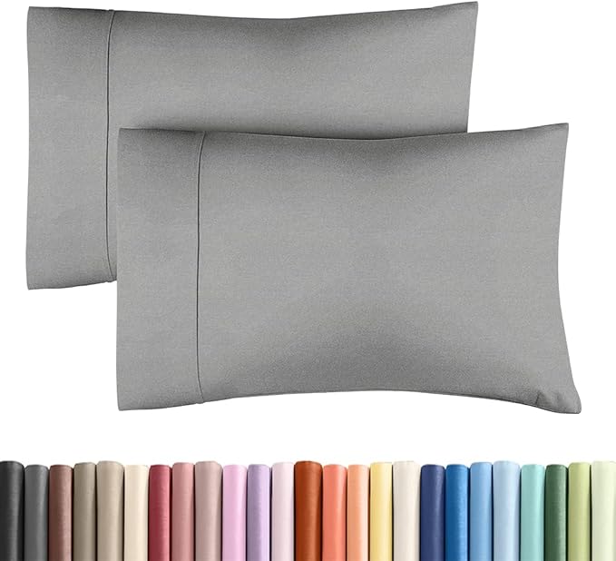 King Standard Pillow Cases Set of 2 - Ultra-Soft Hotel Quality Pillowcase Covers - Comfy, Cozy & Fade Free - Wrinkle Resistant - Machine Washable Pillow Protectors - 2 Piece Set - Heathered Grey