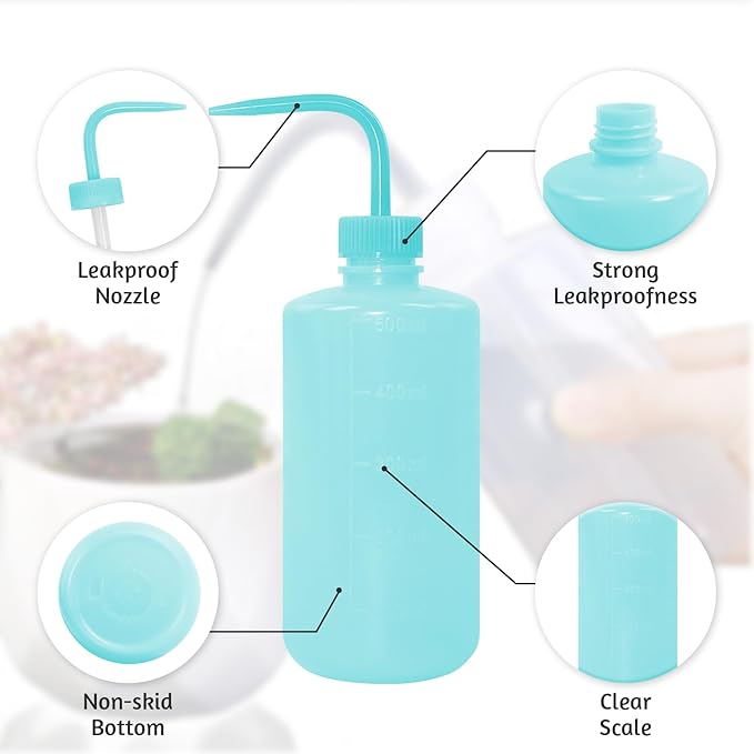 4 Packs Tattoo Wash Bottle Water Squirt Squeeze Diffuser Bottles (Light Blue, 500ml)