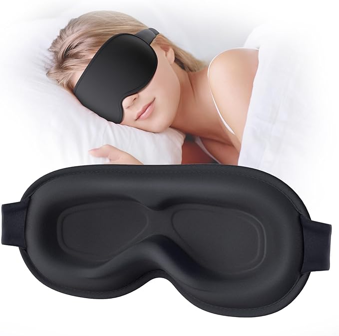 Sleep Mask, EVA BELLE Sleep Masks for Men Women, Zero Eye Pressure 3D Sleeping Mask, 100% Light Blocking Eye Covers with Adjustable Strap for Sleeping Travel Home Nap Rest Memory Foam