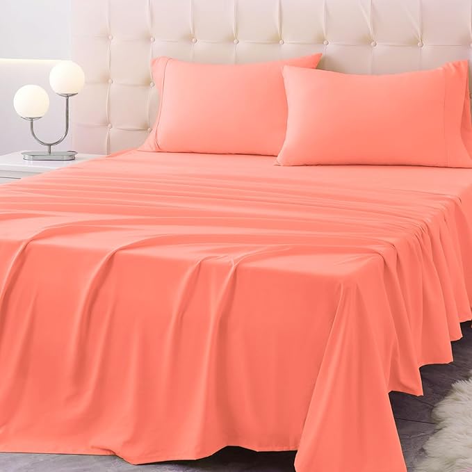 Queen Size Bed Sheet Set - 4 Piece Soft Microfiber Sheets with Deep Pockets, Cooling Technology, and Wrinkle-Free Pillowcase. Hotel-Quality, Durable Bedding, Desert Flower