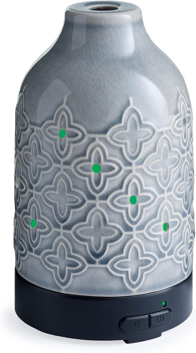 Airome Jasmine Medium Essential Oil Diffuser|100 mL Humidifying Ultrasonic Aromatherapy Diffuser 8 Colorful LED Lights, Intermittent & Continual Mist, Auto Shut-Off