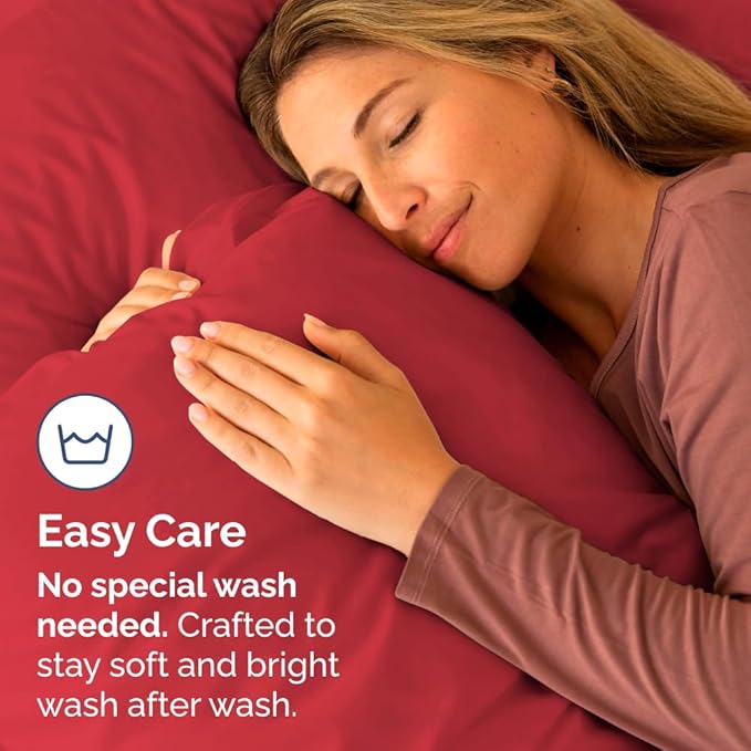 King Standard Pillow Cases Set of 2 - Ultra-Soft Hotel Quality Pillowcase Covers - Comfy, Cozy & Fade Free - Wrinkle Resistant - Machine Washable Pillow Protectors - 2 Piece Set - Red