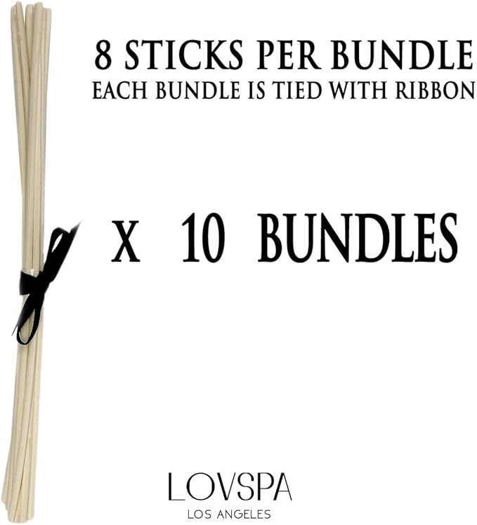 Reed Diffuser Sticks, Set of 80 Wood Rattan Replacement Reed Sticks for Diffuser Oil Bottles, 10 Bundles of 8 (8 inch)