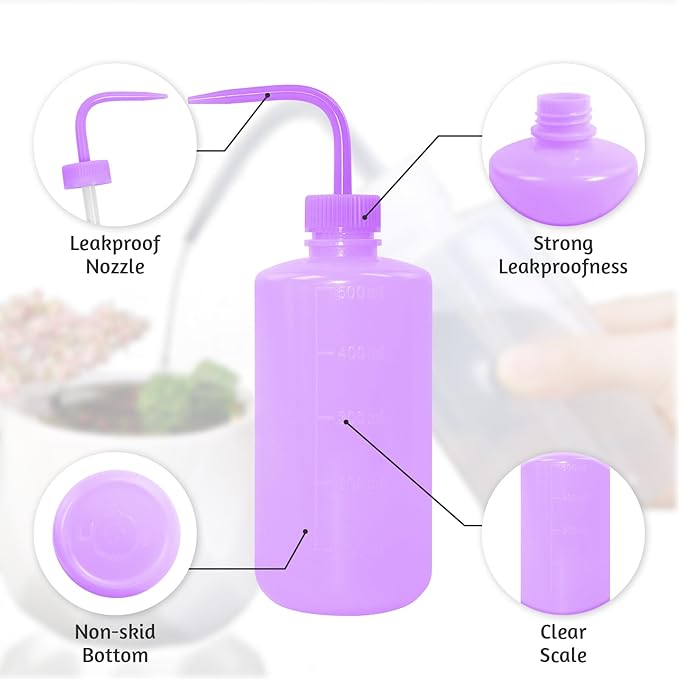 4 Packs Tattoo Wash Bottle Water Squirt Squeeze Diffuser Bottles (Purple, 500ml)
