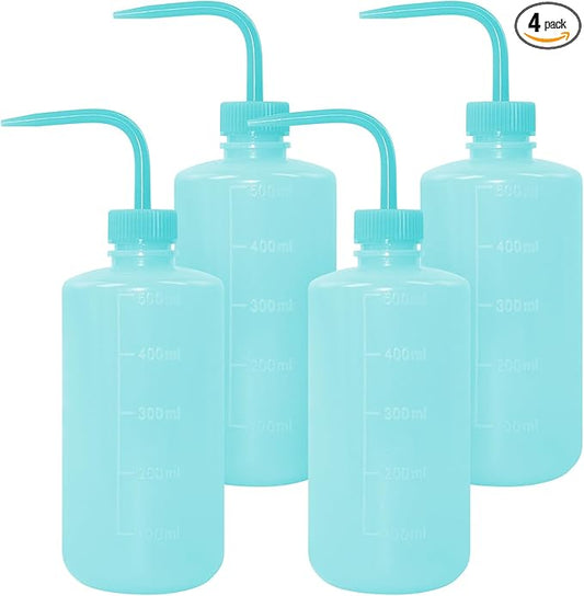 4 Packs Tattoo Wash Bottle Water Squirt Squeeze Diffuser Bottles (Light Blue, 500ml)