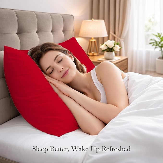 400 Thread Count 100% Egyptian Cotton Queen Size Pillowcases Set of 4, Soft & Breathable Sateen Weave, Envelope Closure, Hotel Luxury Bed Linen, Durable & Fade Resistant, 20"x30", Red