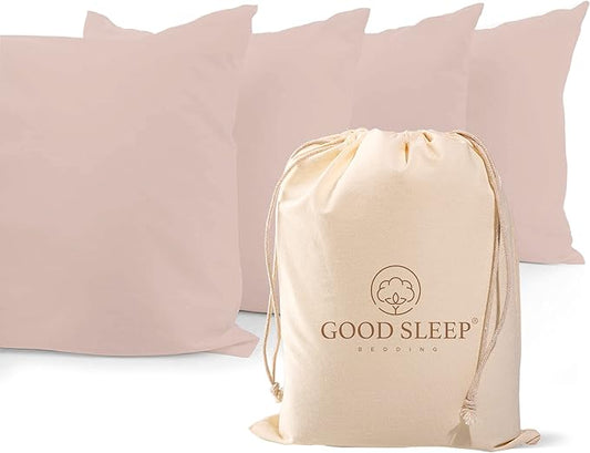 1000 TC Blush King Pillowcases Set of 4 100% Egyptian Cotton Pillow Cases with Long Staple Cotton & Sateen Weave, Silky Soft Hotel - Like Bed Pillow Covers for Comfy Sleeping, Snug Fit