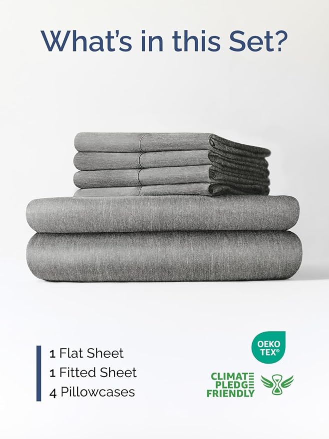 Extra Deep King Sheet Set - 6 Piece Breathable and Cooling Sheets - Hotel Luxury Bedding for Women, Men, Kids & Teens - Easy & Secure Fit - Soft and Wrinkle Free - Extra Deep Pockets - Heathered Grey