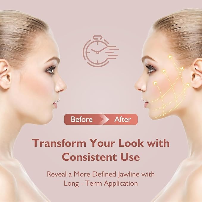 Jawline Shaper Chin Strap for Sleeping, Reusable V-Line Mask for Women Face Lifting Made w/Electric-Hot-Press Tech for Skin-Friendly & Breathable Cooling Fabric