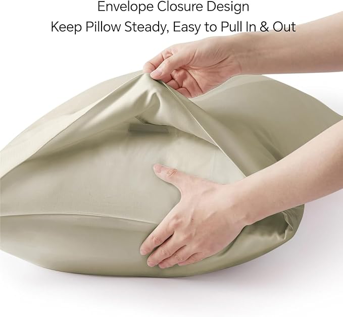 BEDELITE King Size Pillow Cases Set of 2, Rayon Derived from Bamboo, Cooling Pillow Cases for Hot Sleepers & Night Sweats, Breathable and Silky Soft Envelope Pillowcases(Linen, 20"x36")