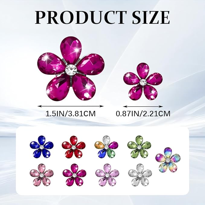 5PCS Bling Daisy Flower Car Air Vent Clips, Car Diffuser Vent Clip, Sparkling Crystal Rhinestone Cute Auto Air Conditioning Clamp, Diamond Air Outlet Clip Decor for Women Girls (Rose Red)