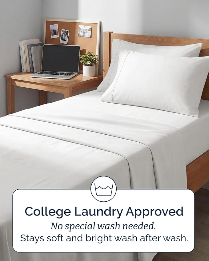 Extra Deep Twin XL Sheet Set - 4 Piece Breathable and Cooling Sheets - Hotel Luxury Bedding for Women, Men, Kids & Teens - Easy Secure Fit - Soft & Wrinkle Free - Extra Deep Pockets - Antique White