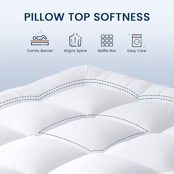 YUGYVOB King Mattress Pad Extra Thick, Cooling, and Breathable Mattress Topper 8-21" Deep Pocket Soft Down Alternative Fill