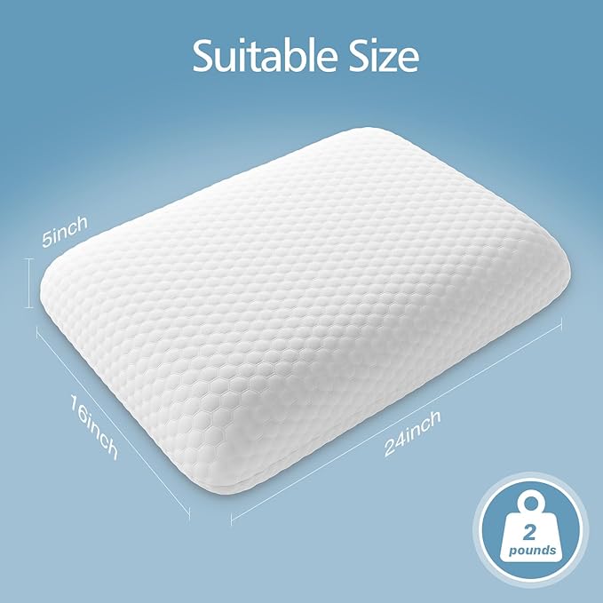 DUMOS Memory Foam Pillows for Sleeping, 1 Pack Bed Pillows for Adults with Washable Cover and Breathable Mesh, Gel Cooling Pillow for Back and Side Sleeper Support, White