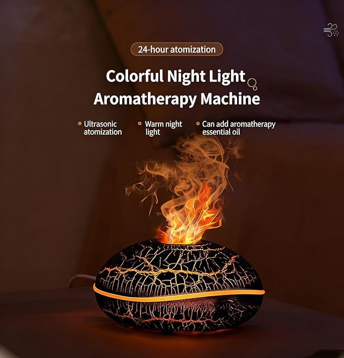 ThreeH Cracked Pattern Design Essential Oil Diffuser 200ml Aromatherapy Humidifier with Mood Light Auto Safety Unique Art Decor & Gift