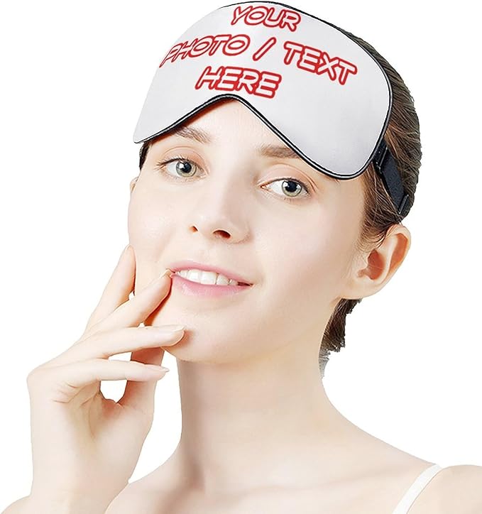 Custom Sleep Mask Personalized Sleeping Mask Blindfold Adjustable Soft Eye Mask Cover for Adults Kids Travel Nap Games