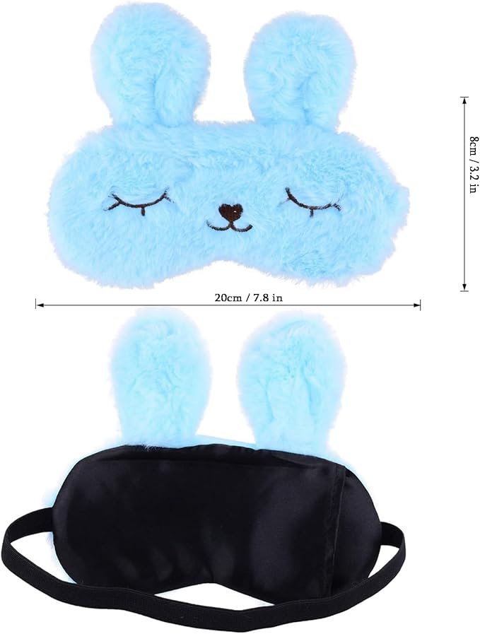 Easter Bunny Sleeping Mask, Soft Fluffy Plush Rabbit Blindfold Novelty Sleep Mask Eye Cover Eyeshade for Kids Girls Boys Women Night Nap Travel Meditation (Blue, Rabbit)