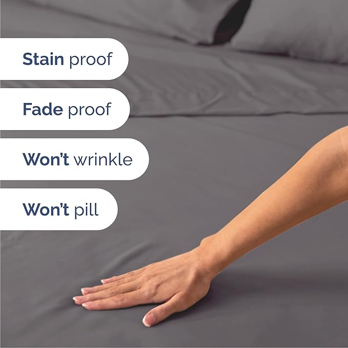 Cal King 6 Piece Sheet Set - Comfy, Breathable & Cooling - Soft Hotel Luxury Bedding for Women, Men, Kids, Teens and Children - 1 Flat & 1 Fitted Sheet & 4 Pillowcases with Deep Pockets - Dark Grey