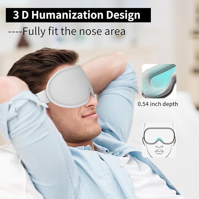 Easysleep Sleep Eye Mask for Side Sleeper Men Women Sleeping Mask for Light Blocking Zero Eye Pressure 3D Eye Cover with Adjustable Strap Soft Breathable Night Blindfold for Travel