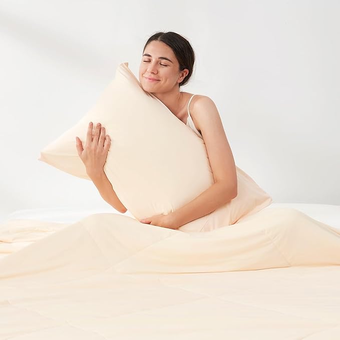 Cozy Bliss Cooling Pillow Cases for Hot Sleepers, Q-Max>0.45, Standard Size Set of 2, Soft & Silky Pillow Covers with Envelope Closure,Gift, Yellow, 20x26 Inches