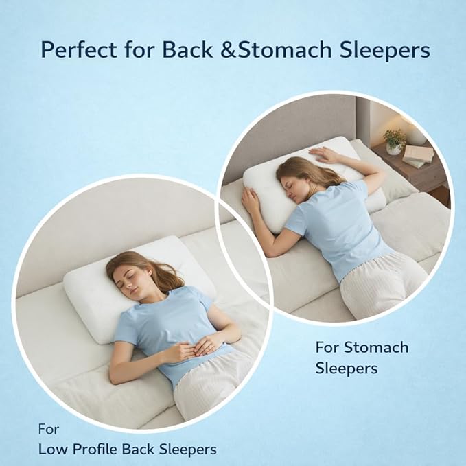 DLIGHT BD Ultra Slim 2.7" Stomach Sleeping Gel Infused Memory Foam Pillow- Ultra Thin and Flat Design for Stomach and Back Sleepers