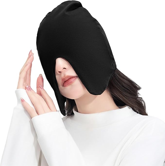 Cotton Light Blocking Night Cap Slouchy Blackout Eye Cover Mask Travel Nap Beanie Deep Sleep Hat Breathable Blindfold Skull Cap for Men Women Elderly Postpartum Warm Windproof Sleep Hat