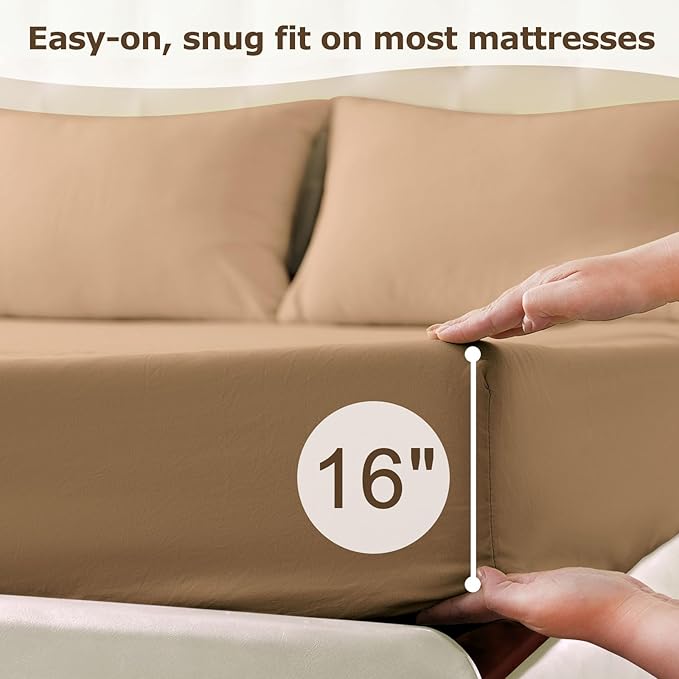 Twin Size Bed Sheet Set - 3 Piece Soft Microfiber Sheets with Deep Pockets, Cooling Technology, and Wrinkle-Free Pillowcase. Hotel-Quality, Durable Bedding, Brush