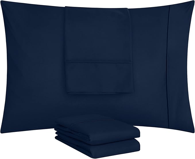 Utopia Bedding Queen Pillow Cases - 4 Pack - Envelope Closure - Soft Brushed Microfiber Fabric - Shrinkage and Fade Resistant Pillow Covers Queen Size 20 X 30 Inches (Queen, Navy)