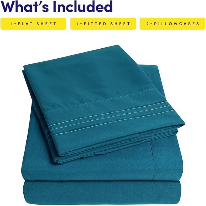 1500 Supreme Collection Extra Soft RV Short Queen Sheets Set, Denim - Luxury Bed Sheets Set with Deep Pocket Wrinkle Free Hypoallergenic Bedding, Over 40 Colors, RV Short Queen Size, Denim